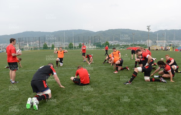 020613 - Wales Rugby Training -Players warm up duirng training