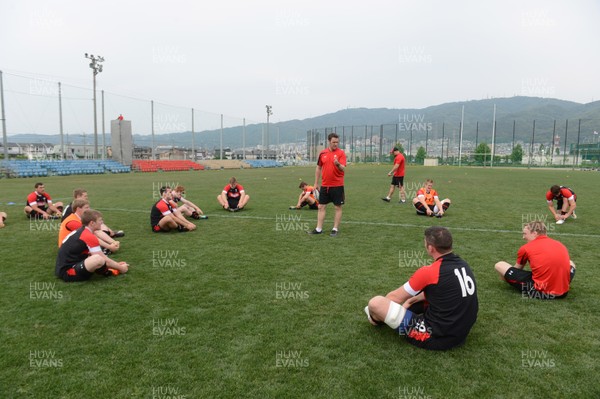 020613 - Wales Rugby Training -Players warm up duirng training