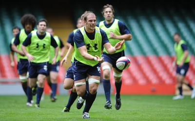02.08.11 - Wales Rugby Training - Alun Wyn Jones during training. 