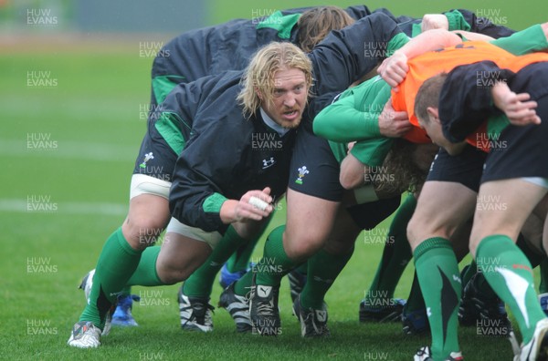 02.11.09 - Wales Rugby Training Andy Powell packs down on the blindside during training. 