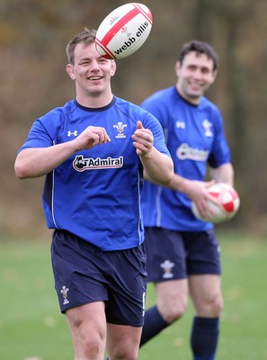 02.11.10. Wales Rugby Training... Wa;es captain Matthew Rees watched by Stephen Jones during training.. 