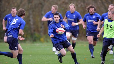 02.11.10. Wales Rugby Training... Stephen Jones in the centre of things.. 