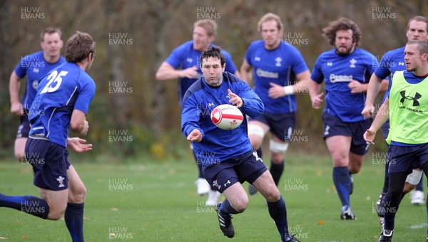 02.11.10. Wales Rugby Training... Stephen Jones in the centre of things.. 