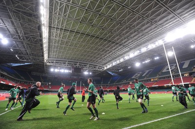 03.02.09 - Wales Rugby Training - The Welsh rugby team train away from the snow with cover from the Millennium Stadium roof. 