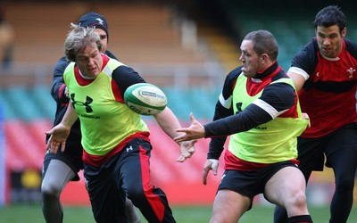 03.02.12 - Wales Rugby Training - Rhys Gill and Paul James during training. 