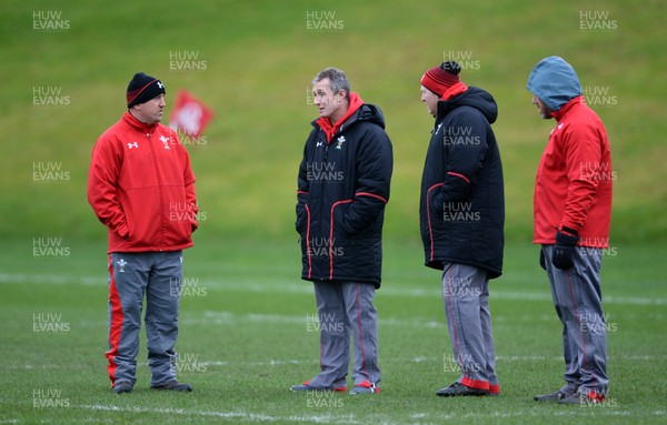 030214 - Wales Rugby Training -Shaun Edwards, Rob Howley, Neil Jenkins and Robin McBryde during training