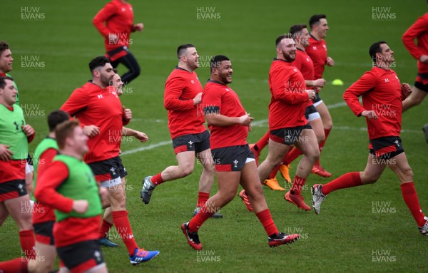 030220 - Wales Rugby Training - Players during warm up