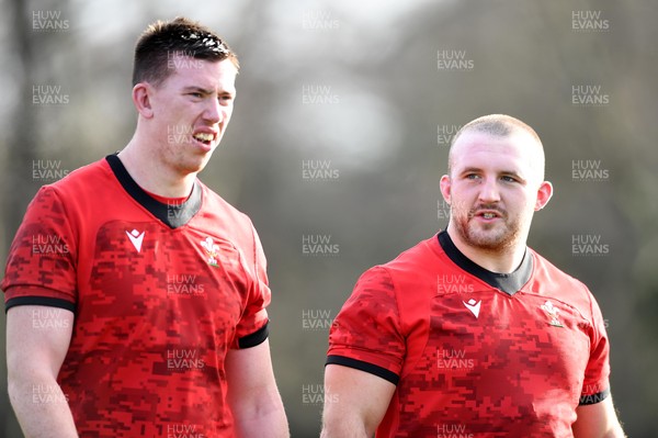 030221 - Wales Rugby Training - Adam Beard and Dillon Lewis during training