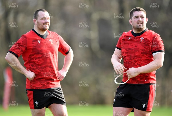 030221 - Wales Rugby Training - Ken Owens and Wyn Jones during training