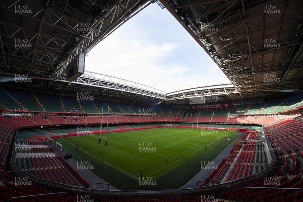 030221 - Wales Rugby Training - A general view of the new pitch at Principality Stadium
