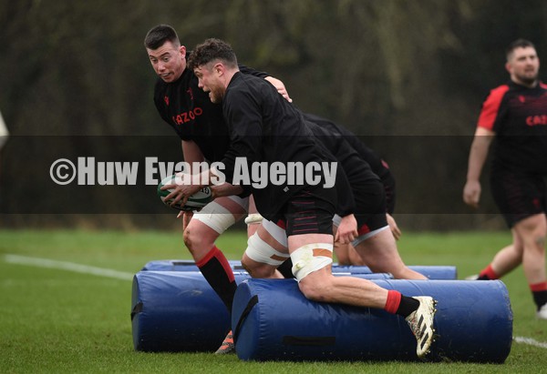 030222 - Wales Rugby Training - Adam Beard and Will Rowlands during training