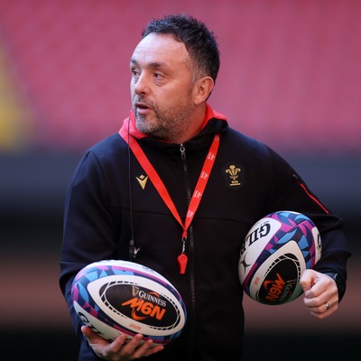 030325 - Wales Rugby Training at the Principality Stadium at the start of the week leading up to their 6 Nations game against Scotland - Matt Sherratt, Head Coach during training