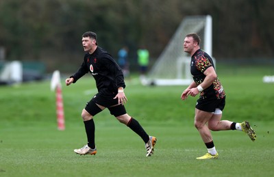 030326 - Wales Rugby Training ahead of their 6 Nations game against Ireland this week - James Botham and Dewi Lake during training