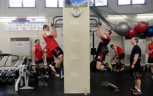 030613 - Wales Rugby Training -Rhodri Jones and Owen Williams during a gym session