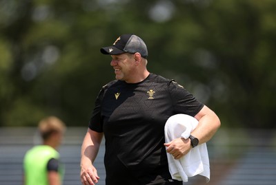 030725 - Wales Rugby Training ahead of their game against Japan on Saturday - T Rhys Thomas, Assistant Forwards Coach during training 