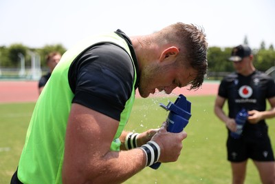 030725 - Wales Rugby Training ahead of their game against Japan on Saturday - Taine Plumtree cools down