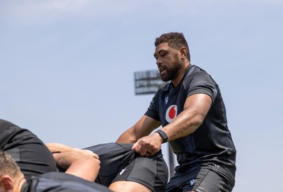 030725 - Wales Rugby Training ahead of their game against Japan on Saturday - Taulupe Faletau during training