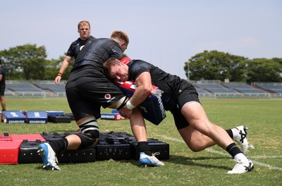 030725 - Wales Rugby Training ahead of their game against Japan on Saturday - Ben Carter and Dewi Lake during training