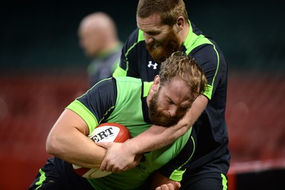 031114 - Wales Rugby Training -Alun Wyn Jones and Jake Ball during training