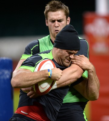 031114 - Wales Rugby Training -Jamie Roberts and Dan Lydiate during training