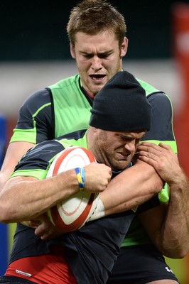 031114 - Wales Rugby Training -Jamie Roberts and Dan Lydiate during training