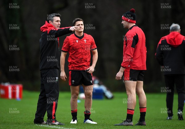 031220 - Wales Rugby Training - Stephen Jones, Callum Sheedy and Johnny Williams during training