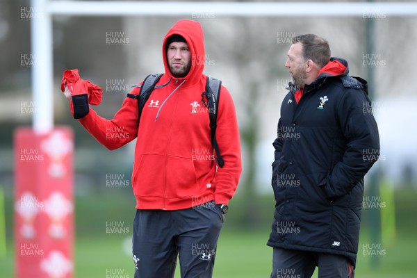 040220 - Wales Rugby Training - Ross Moriarty and Jonathan Humphreys during training