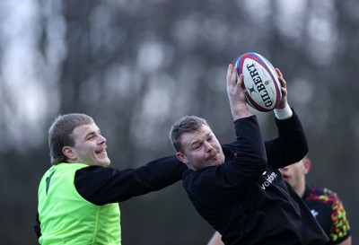 040226 - Wales Rugby Training ahead of their first Six Nations game against England - Archie Griffin and Dewi Lake during training