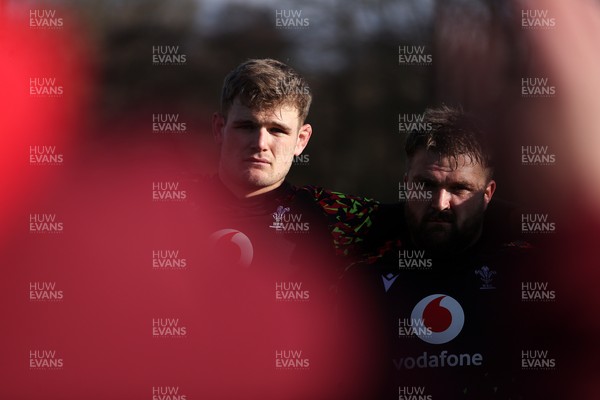 040226 - Wales Rugby Training ahead of their first Six Nations game against England - Taine Plumtree and Tomas Francis during training