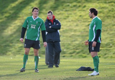 04.03.09 - Wales Rugby Training - James Hook and Gavin Henson during training. 