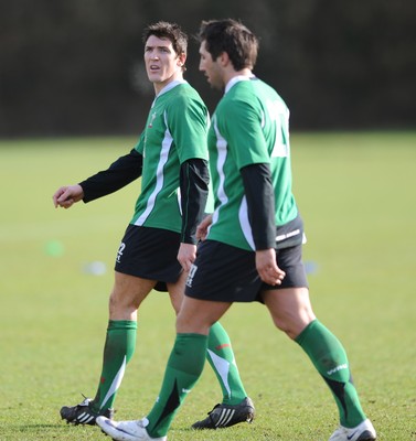04.03.09 - Wales Rugby Training - James Hook and Gavin Henson during training. 