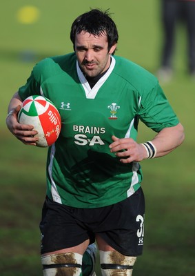 04.03.09 - Wales Rugby Training - Jonathan Thomas in action during training. 