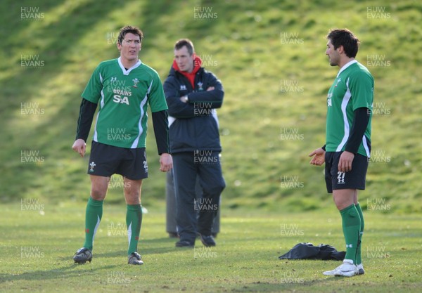 04.03.09 - Wales Rugby Training - James Hook and Gavin Henson during training. 
