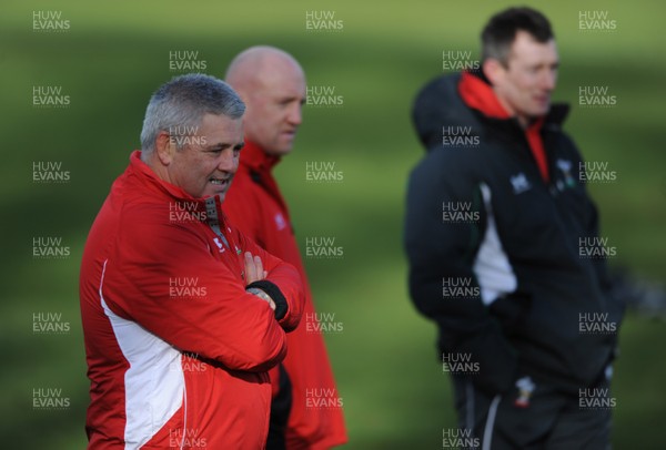 04.03.09 - Wales Rugby Training - Warren Gatland(head coach), Shaun Edwards(defence coach) and Rob Howley(backs coach) look on during training. 