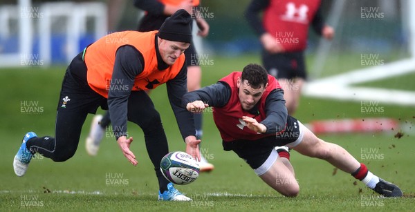 040319 - Wales Rugby Training - Aled Davies and Tomos Williams during training