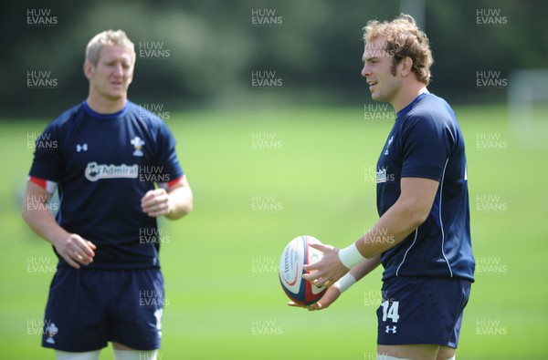 04.08.11 - Wales Rugby Training - Bradley Davies and Alun Wyn Jones during training. 