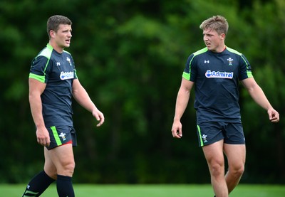 040815 - Wales Rugby Training -Scott Williams and Tyler Morgan during training