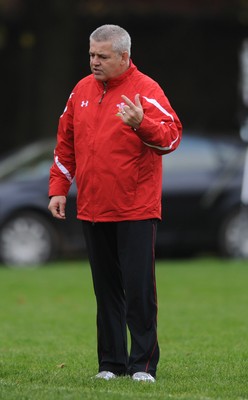 04.11.08 - Wales Rugby Training - Wales coach, Warren Gatland makes a point during training. 