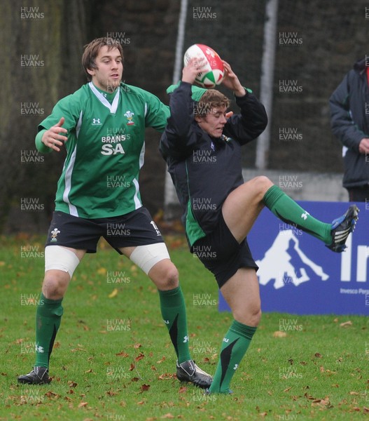 04.11.08 - Wales Rugby Captain Ryan Jones and new cap Leigh Halfpenny at a training session ahead of their sides clash against South Africa 