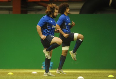 04.11.10 - Wales Rugby Training - Adam Jones and Toby Faletau during training. 