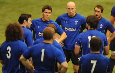 04.11.10 - Wales Rugby Training - James Hook and Tom Shanklin during training. 