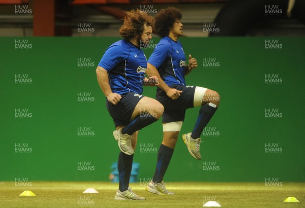 04.11.10 - Wales Rugby Training - Adam Jones and Toby Faletau during training. 