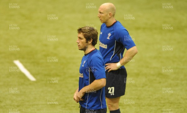 04.11.10 - Wales Rugby Training - Andrew Bishop and Tom Shanklin during training. 