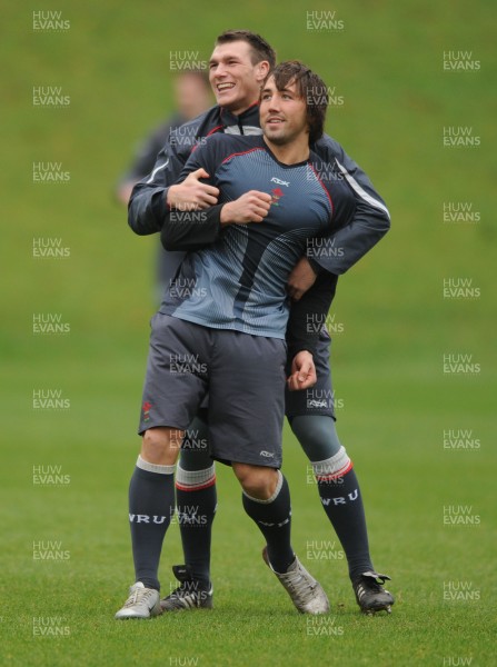 05.02.08 - Wales Rugby Training - Gavin Henson is tackled by Tom James during training 