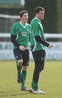 05.02.10 - Wales Rugby Training -  Centre partners James Hook and Jamie Roberts. 