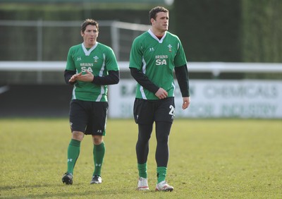 05.02.10 - Wales Rugby Training -  Centre partners James Hook and Jamie Roberts. 