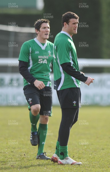 05.02.10 - Wales Rugby Training -  Centre partners James Hook and Jamie Roberts. 