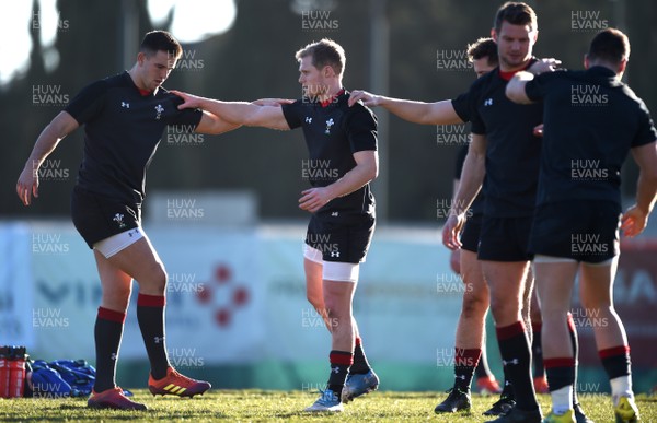050219 - Wales Rugby Training - Owen Watkin and Aled Davies during training