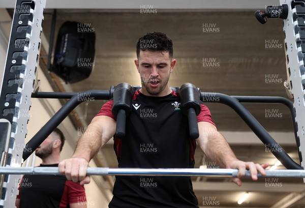 050224 - Wales Rugby Gym Session at the start of the week leading up to their 6 Nations games against England - Owen Watkin during training