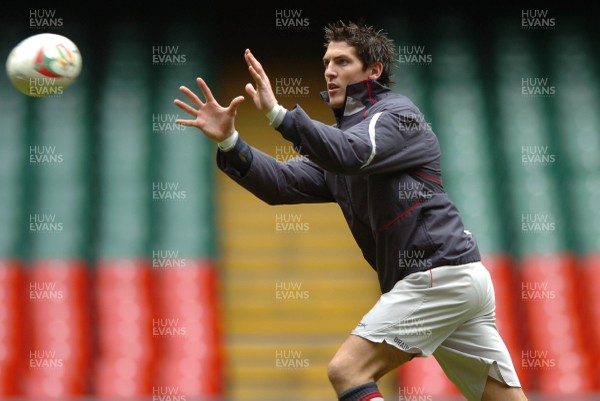 050307 - Wales Rugby Training - James Hook takes a pass during training 